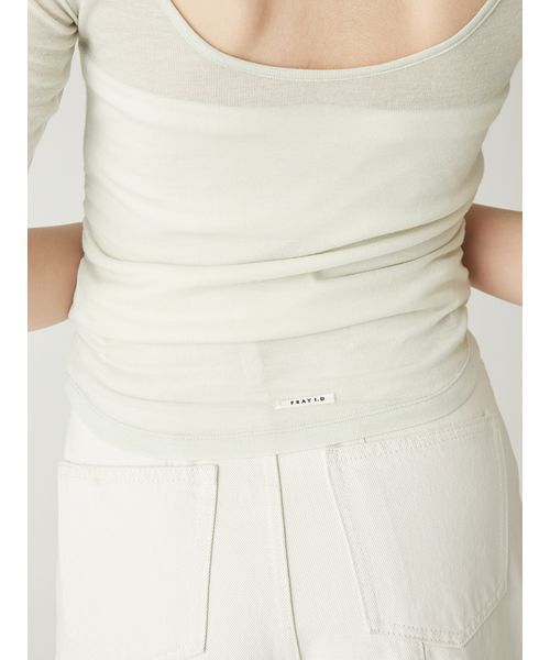 FRAY I.D(フレイアイディー)の「バックオープンカットトップス/接触冷感(Tシャツ/カットソー・レディース・アイボリー/ブラック/ピンク/ミント・F)」の12枚目の写真