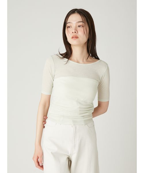 FRAY I.D(フレイアイディー)の「バックオープンカットトップス/接触冷感(Tシャツ/カットソー・レディース・アイボリー/ブラック/ピンク/ミント・F)」の3枚目の写真