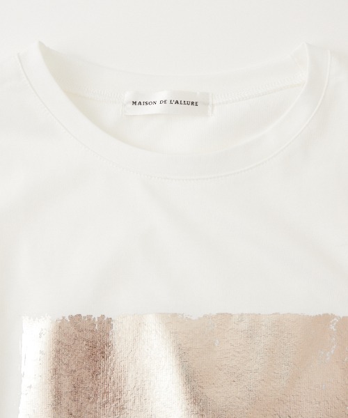 MAISON DE L'ALLURE（メゾンドゥラリュール）の「[MAISON DE L'ALLURE/メゾンドゥラリュール] アソートボックス 箔ロゴ プリントTシャツ（Tシャツ/カットソー・レディース・ホワイト/ブルー/チャコールグレー/オフホワイト・F）」の9枚目の写真