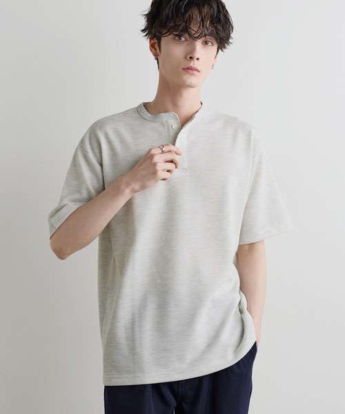 ASTRONOMY(アストロノミー)の「Buyer's Select /【吸水速乾】ドライワッフルヘンリーネック半袖Tシャツ(Tシャツ/カットソー・メンズ・ブラック/ブラウン/ホワイト/グレー・L/M/XL)」の2枚目の写真