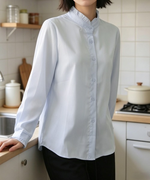 Miniministore(ミニミニストア)の「フリルブラウス 長袖 レディース 春夏秋(シャツ/ブラウス・レディース・ピンク/ライトブルー/ブラック/ライトベージュ・FREE)」の14枚目の写真