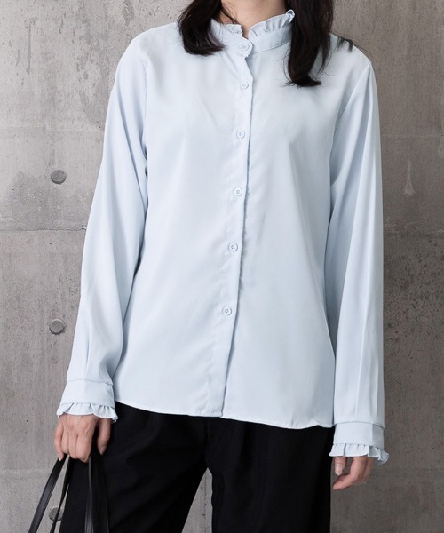 Miniministore(ミニミニストア)の「フリルブラウス 長袖 レディース 春夏秋(シャツ/ブラウス・レディース・ピンク/ライトブルー/ブラック/ライトベージュ・FREE)」の15枚目の写真
