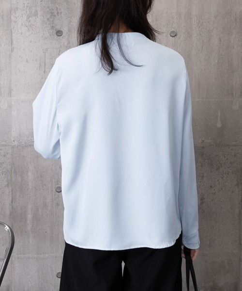 Miniministore(ミニミニストア)の「フリルブラウス 長袖 レディース 春夏秋(シャツ/ブラウス・レディース・ピンク/ライトブルー/ブラック/ライトベージュ・FREE)」の17枚目の写真