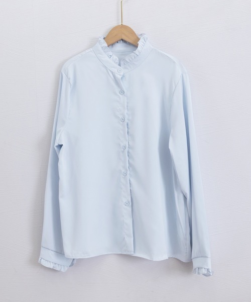 Miniministore(ミニミニストア)の「フリルブラウス 長袖 レディース 春夏秋(シャツ/ブラウス・レディース・ピンク/ライトブルー/ブラック/ライトベージュ・FREE)」の19枚目の写真
