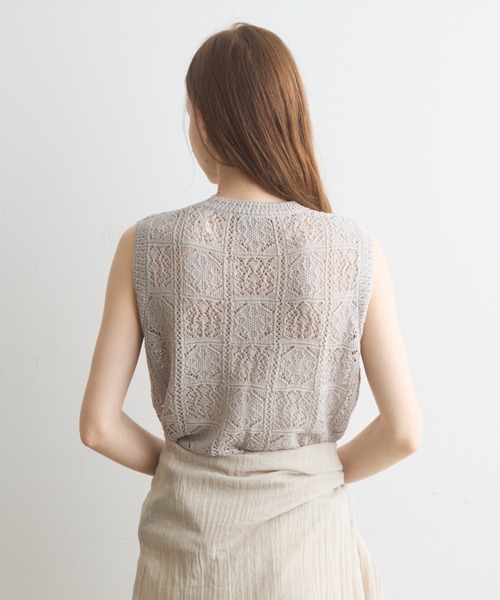 Crisp（クリスプ）の「pattern knit vest / パターンニットベスト（ニット/セーター・レディース・グレー/アイボリー・FREE）」の5枚目の写真
