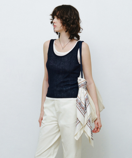 MONGDOL（モンドル）の「[SET] レイヤードリブニットスリーブレスネイビー MDKT117NAVY（ニット/セーター・レディース・その他・F）」の4枚目の写真