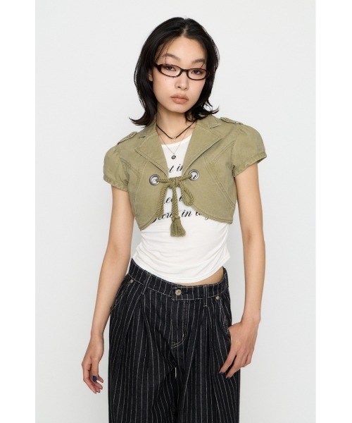 LAGUA GEM(ラグアジェム)の「CROPPED MINI ジャケット(その他アウター・レディース・ブラック/チャコールグレー/ベージュ・FREE)」の13枚目の写真