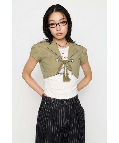 LAGUA GEM(ラグアジェム)の「CROPPED MINI ジャケット(その他アウター・レディース・ブラック/チャコールグレー/ベージュ・FREE)」の14枚目の写真
