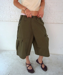 ke614. Washed Bermuda Cargo Pants Khaki