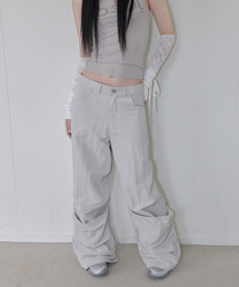 Nylon Flap Wide Pants / Grey