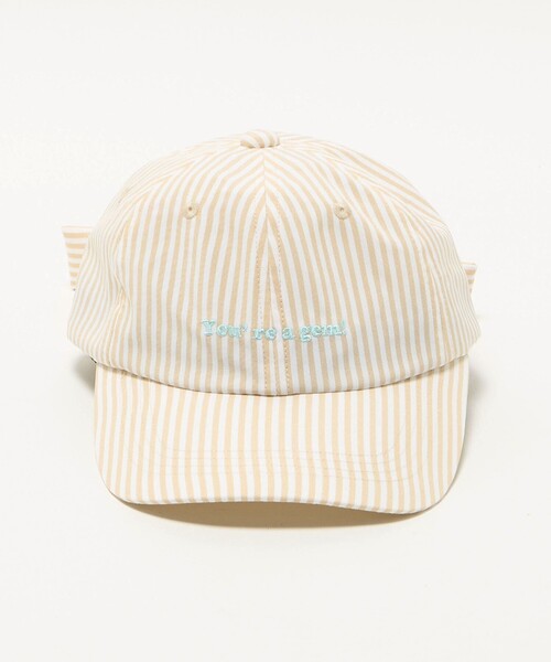green label relaxing（グリーンレーベルリラクシング）の「ストライプ バック リボン キャップ / キッズ（キャップ・キッズ・ライラック/ベージュ/ライトブルー・FREE(53-56cm)）」の4枚目の写真