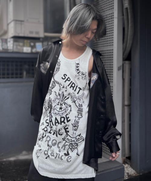 SHARE SPIRIT シェアスピリットタンクトップノースリーブカットソー SHARE SPIRIT/シェアースピリット/Handwreting Tanktop（タンクトップ