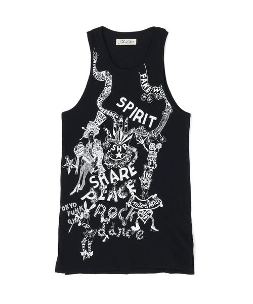 SHARE SPIRIT(シェアースピリット)の「SHARE SPIRIT/シェアースピリット/Handwreting Tanktop(タンクトップ・レディース・ブラック/ホワイト・F)」の2枚目の写真
