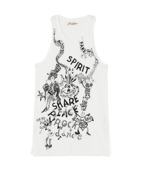 SHARE SPIRIT(シェアースピリット)の「SHARE SPIRIT/シェアースピリット/Handwreting Tanktop(タンクトップ・レディース・ブラック/ホワイト・F)」の7枚目の写真