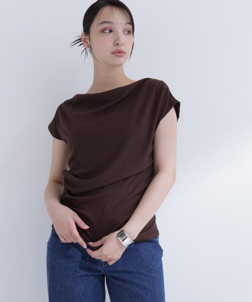 NATURAL BEAUTY BASIC(ナチュラルビューティーベーシック)の「ドレープカットソー(Tシャツ/カットソー・レディース・オフホワイト/グレー/ダークブラウン・フリ-)」の10枚目の写真