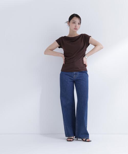 NATURAL BEAUTY BASIC(ナチュラルビューティーベーシック)の「ドレープカットソー(Tシャツ/カットソー・レディース・オフホワイト/グレー/ダークブラウン・フリ-)」の5枚目の写真