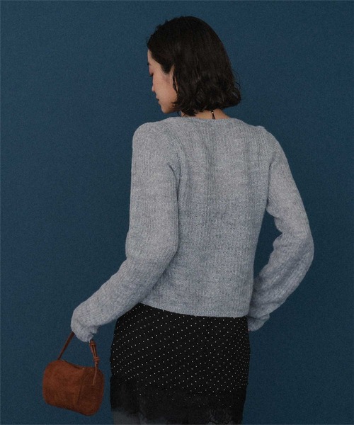 miette(ミエット)の「モヘヤシャーリングデザインニットカーディガン(カーディガン/ボレロ・レディース・グレー/アイボリー/ライトピンク・FREE)」の14枚目の写真