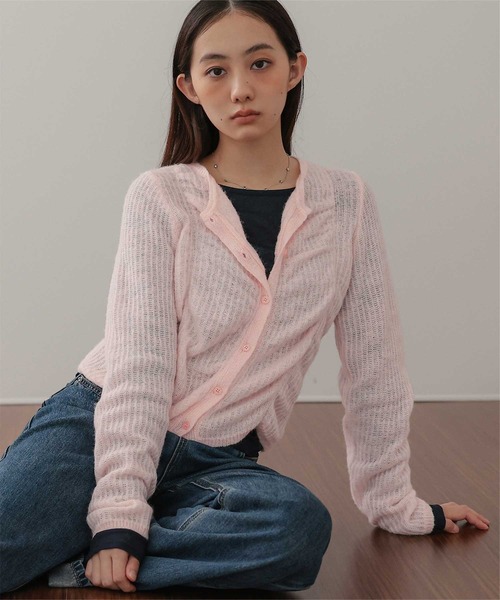 miette(ミエット)の「モヘヤシャーリングデザインニットカーディガン(カーディガン/ボレロ・レディース・グレー/アイボリー/ライトピンク・FREE)」の17枚目の写真