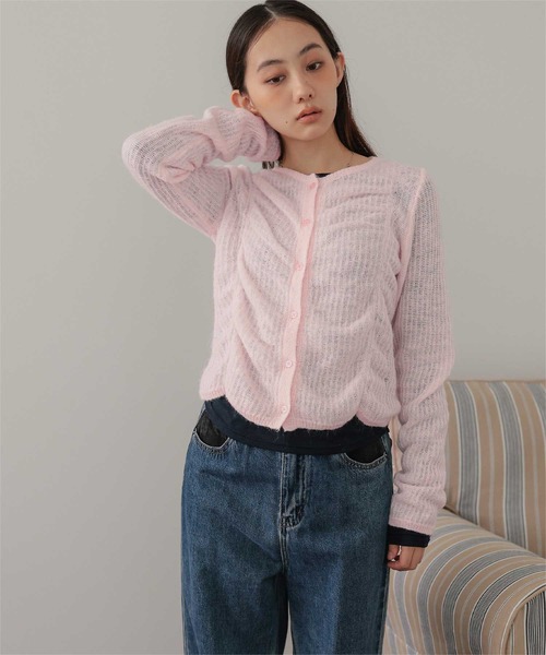 miette(ミエット)の「モヘヤシャーリングデザインニットカーディガン(カーディガン/ボレロ・レディース・グレー/アイボリー/ライトピンク・FREE)」の18枚目の写真