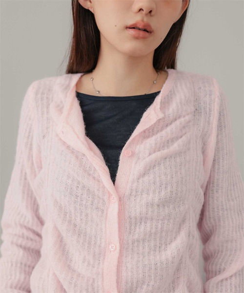miette(ミエット)の「モヘヤシャーリングデザインニットカーディガン(カーディガン/ボレロ・レディース・グレー/アイボリー/ライトピンク・FREE)」の19枚目の写真
