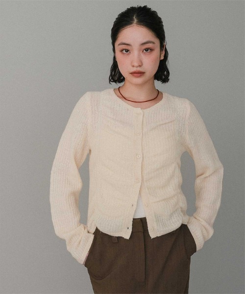 miette(ミエット)の「モヘヤシャーリングデザインニットカーディガン(カーディガン/ボレロ・レディース・グレー/アイボリー/ライトピンク・FREE)」の9枚目の写真