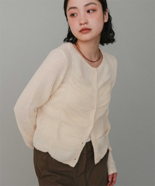 miette(ミエット)の「モヘヤシャーリングデザインニットカーディガン(カーディガン/ボレロ・レディース・グレー/アイボリー/ライトピンク・FREE)」の10枚目の写真