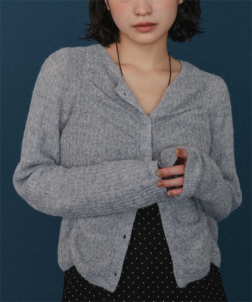 miette(ミエット)の「モヘヤシャーリングデザインニットカーディガン(カーディガン/ボレロ・レディース・グレー/アイボリー/ライトピンク・FREE)」の15枚目の写真