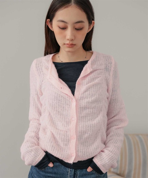 miette(ミエット)の「モヘヤシャーリングデザインニットカーディガン(カーディガン/ボレロ・レディース・グレー/アイボリー/ライトピンク・FREE)」の21枚目の写真