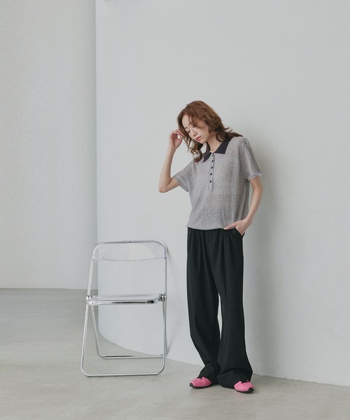 ad thie(アドティエ)の「バイカラー シアー ポロ トップス(ニット/セーター・レディース・ライトブルー/ブラック/ライトグレー/アイボリー・FREE)」の17枚目の写真