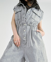 washed denim all-in-one/ウォッシュデニムノースリーブオールインワン
