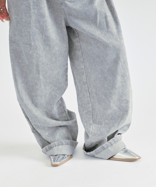 Ezick(エジック)の「washed denim all-in-one/ウォッシュデニムノースリーブオールインワン(つなぎ/オールインワン・レディース・グレー/ライトブラウン・FREE)」の12枚目の写真