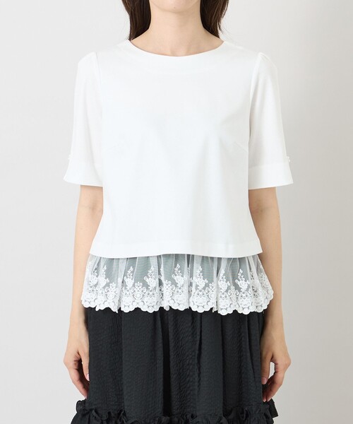 TO BE CHIC(トゥー ビー シック)の「ポンチレースドッキング カットソー(Tシャツ/カットソー・レディース・ブラック/オフホワイト・40/42)」の5枚目の写真