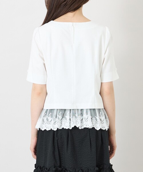 TO BE CHIC(トゥー ビー シック)の「ポンチレースドッキング カットソー(Tシャツ/カットソー・レディース・ブラック/オフホワイト・40/42)」の7枚目の写真