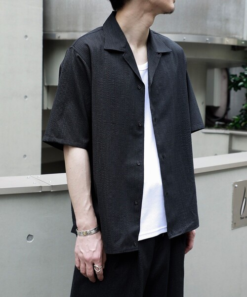 marka（マーカ）の「【marka/マーカ】KEY TIMEZ 別注 OPEN COLLAR S/S SHIRT WITH HEM TAB（シャツ/ブラウス・メンズ・ブラック・1/2/3）」の8枚目の写真