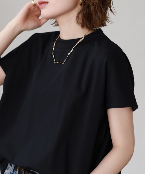 FUNALIVE(ファンアライブ)の「金プレートモックネックT 半袖(Tシャツ/カットソー・レディース・ブラック/ネイビー/オフホワイト・FREE)」の11枚目の写真