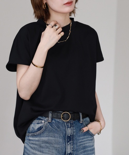 FUNALIVE(ファンアライブ)の「金プレートモックネックT 半袖(Tシャツ/カットソー・レディース・ブラック/ネイビー/オフホワイト・FREE)」の12枚目の写真