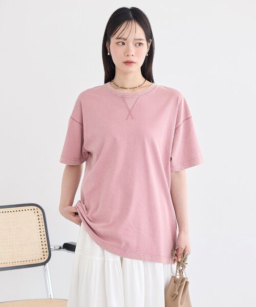 earth music&ecology(アースミュージックアンドエコロジー)の「ピグメント風Tシャツ(Tシャツ/カットソー・レディース・ピンク/ベージュ/チャコールグレー・FREE)」の12枚目の写真