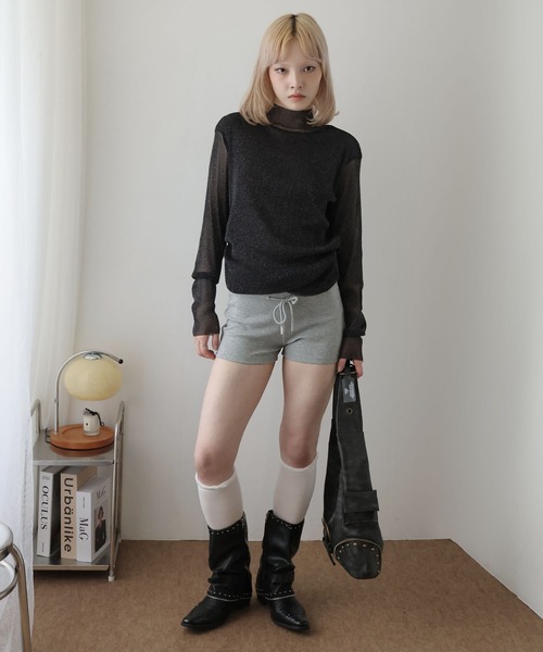 Ulysses（ユリシス）の「ボトルネックシアーラメトップス（Tシャツ/カットソー・レディース・ベージュ/ブラック・M/L）」の3枚目の写真
