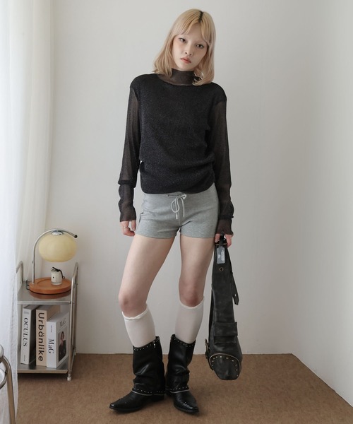 Ulysses（ユリシス）の「ボトルネックシアーラメトップス（Tシャツ/カットソー・レディース・ベージュ/ブラック・M/L）」の14枚目の写真
