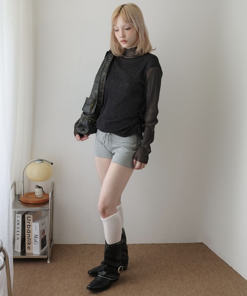 Ulysses（ユリシス）の「ボトルネックシアーラメトップス（Tシャツ/カットソー・レディース・ベージュ/ブラック・M/L）」の15枚目の写真