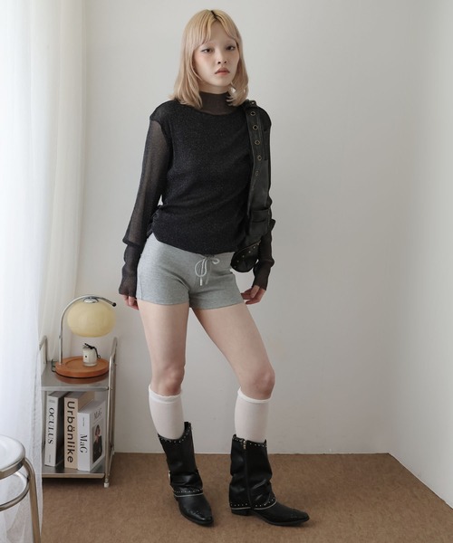 Ulysses（ユリシス）の「ボトルネックシアーラメトップス（Tシャツ/カットソー・レディース・ベージュ/ブラック・M/L）」の16枚目の写真
