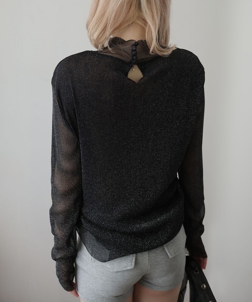 Ulysses（ユリシス）の「ボトルネックシアーラメトップス（Tシャツ/カットソー・レディース・ベージュ/ブラック・M/L）」の19枚目の写真