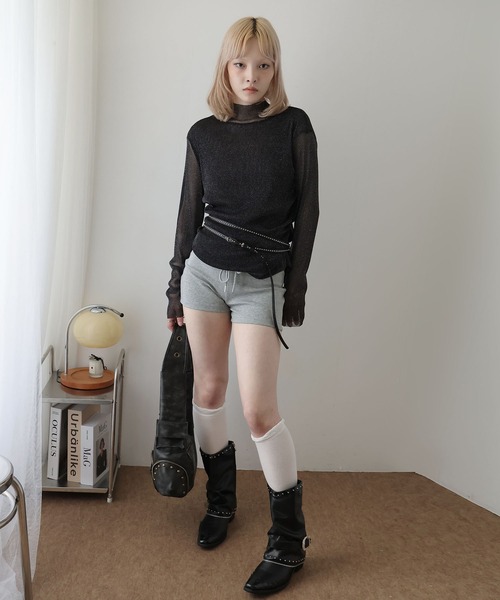 Ulysses（ユリシス）の「ボトルネックシアーラメトップス（Tシャツ/カットソー・レディース・ベージュ/ブラック・M/L）」の17枚目の写真