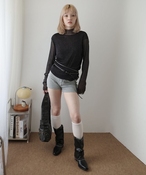 Ulysses（ユリシス）の「ボトルネックシアーラメトップス（Tシャツ/カットソー・レディース・ベージュ/ブラック・M/L）」の18枚目の写真