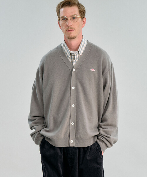 こ*☆様 DANTON グレー長袖カーディガン DANTON | ラムウール Vネックニットカーディガン MEN（カーディガン