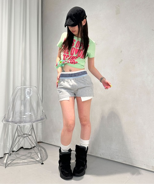 sedacle girl(セダクルガール)の「レイヤードスウェットショートパンツ(スウェットパンツ・レディース・ブラック/グレー・MEDIUM/SMALL)」の9枚目の写真