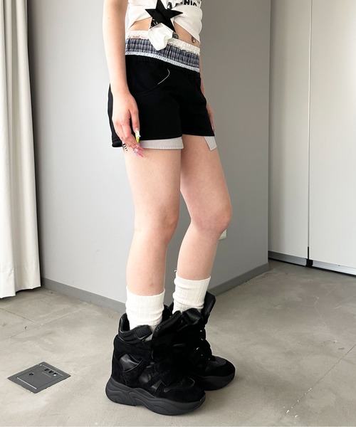 sedacle girl(セダクルガール)の「レイヤードスウェットショートパンツ(スウェットパンツ・レディース・ブラック/グレー・MEDIUM/SMALL)」の17枚目の写真