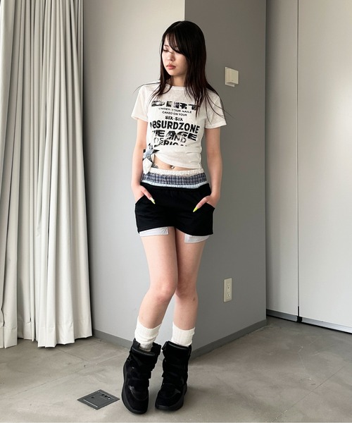 sedacle girl(セダクルガール)の「レイヤードスウェットショートパンツ(スウェットパンツ・レディース・ブラック/グレー・MEDIUM/SMALL)」の19枚目の写真
