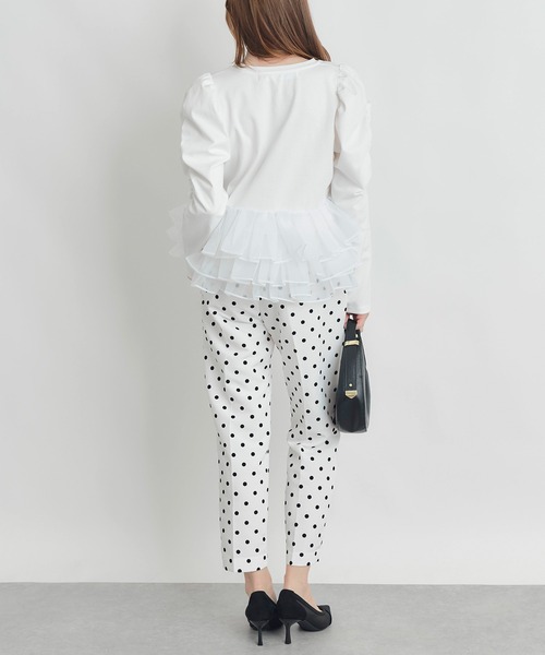 PICCIN PERLA（ピッチンペルラ）の「ギャザースリーブチュチュプルオーバー（Tシャツ/カットソー・レディース・オフホワイト/ブラック・M）」の9枚目の写真