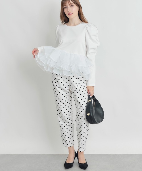 PICCIN PERLA（ピッチンペルラ）の「ギャザースリーブチュチュプルオーバー（Tシャツ/カットソー・レディース・オフホワイト/ブラック・M）」の7枚目の写真